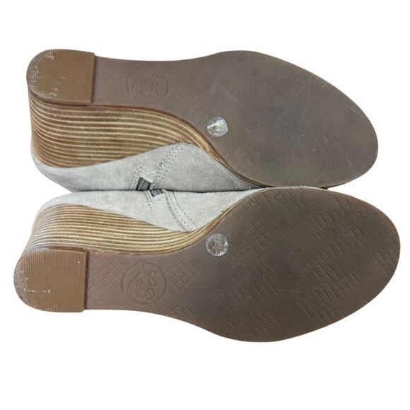 Lucky Brand Jareen Suede Peep Toe Ankle Booties Boots Beige Shoes Womens sz 6 - Picture 15 of 16